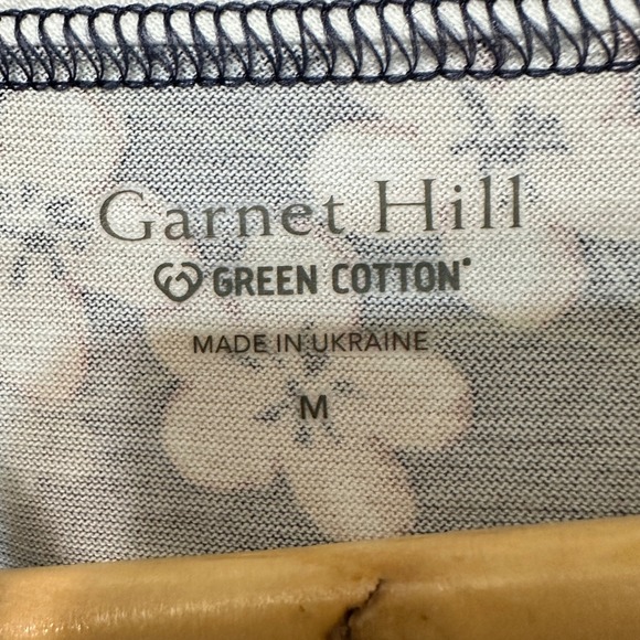 Garnet Hill Asian Wrap Organic Cotton Midi Gown Womens M Floral Sleepwear NEW - Picture 8 of 13